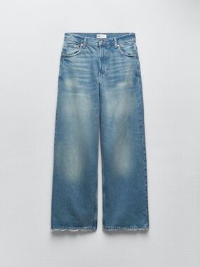 Zara Faded Light Blue Wide-Leg Jeans